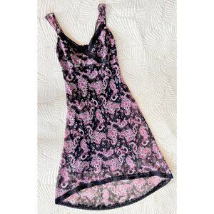VTG 90s Y2K Whimsigoth Fairycore Pink Paisley Romantic Floral Slip Dress | 10